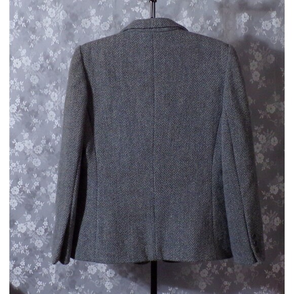 Vintage 70s Wool Blazer 1970s Blue Gray Herringbone Retro Spring Size Medium S/M - Picture 2 of 6
